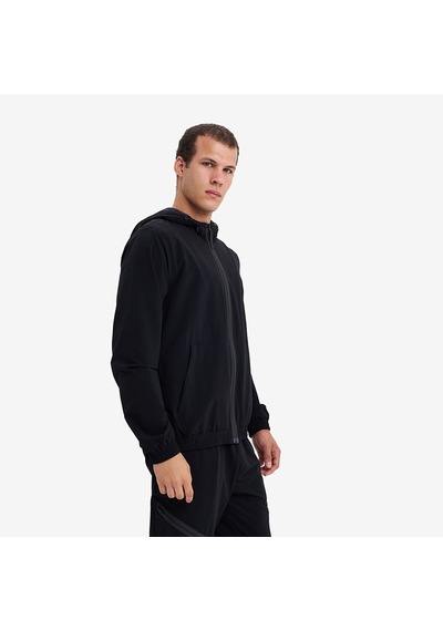 Lescon Siyah Erkek Fermuarlı Kapüşonlu Sweatshirt 26n-1102