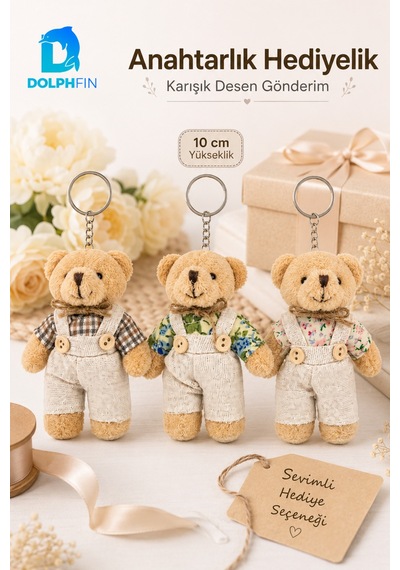 Tulumlu Peluş Ayıcık Anahtarlık 10 Cm Çanta Süsü Hediyelik Karışık Desen Gönderim