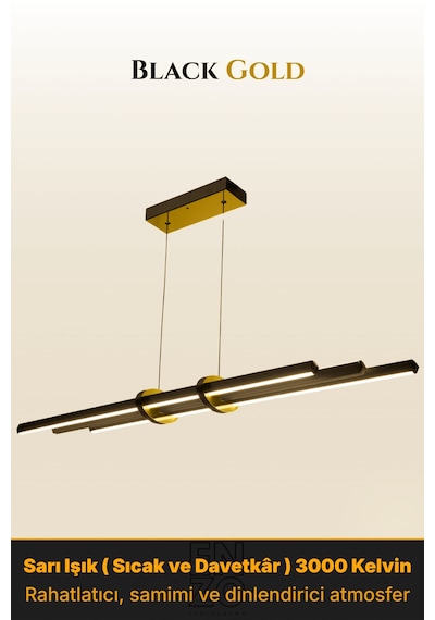 Cosmo Gold Lineer Led Sarkıt Avize Kumandalı Dim Edilebilir Yukarı & Aşağı Işık Sarı Işık