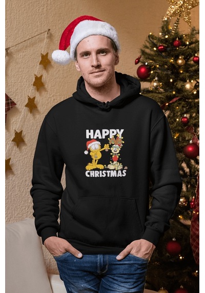 Garfield Happy Christmas Kapşonlu Sweatshirt 001