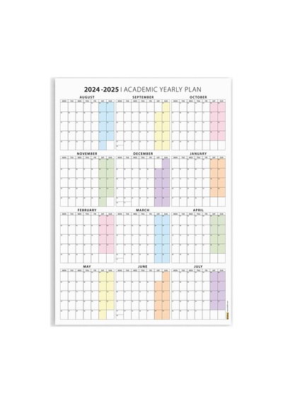 2026-2027 Akademik Duvar Takvimi, Ağustos Başlangıçlı, Academic Wall Calendar