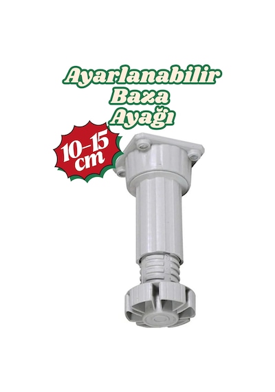 Ayarlanabilir Beyaz Baza Ayağı 10 - 15 Cm Mutfak Dolabı Ayağı - Mobilya Destek Ayağı - Destek Ayak - Kanepe Ayakları Beyaz Beyaz