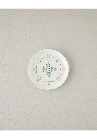 Retro Paisley New Bone China Pasta Tabağı 18 Cm Beyaz - Mavi