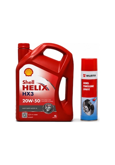 Shell Helix Hx3 20w-50 Motor Yağı 4 Litre + Würth Balata Spreyi 500 ML