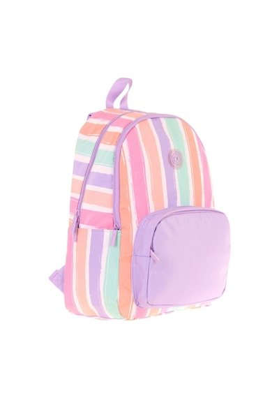 Kaukko Rainbow Kız Çocuk Üç Bölmeli İlkokul Ve Ortaokul Çantası - Mor Çok Renkli Çizgili - K1801 Pembe - Mor