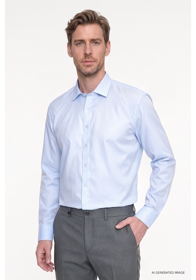 Ac&co Erkek Acık Mavı Non-ıron Ütü Gerektirmeyen %100 Pamuk Slim Fit Dar Kesim Klasik Yaka Gömlek