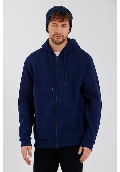 Polostate Age Of State Nakışlı Fermuarlı 3 İplik Sweatshirt Lacivert