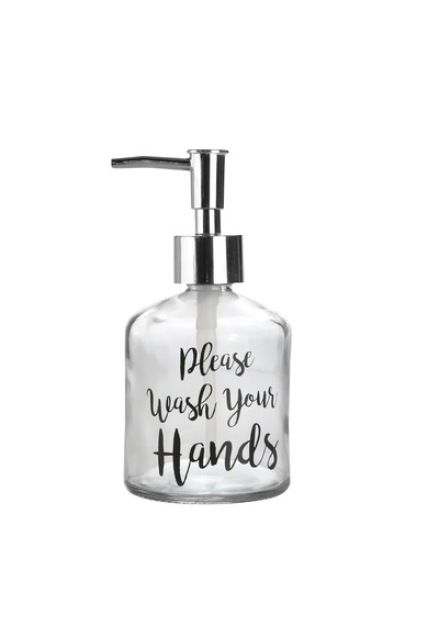 Cam Sıvı Sabunluk,yazılı Model 300ml Banyo Seti 7,6x15,5cm