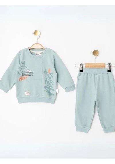 Zekids Erkek Çocuk Cep Detaylı Eşofman Takım-14228 Mavi