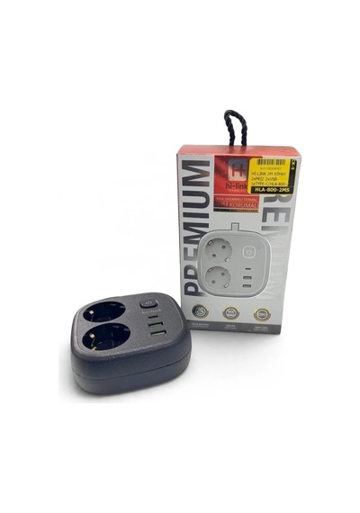 Hi-link Hla-800-2s 2mt/2 Priz/2 Usb/1 Type-c/siyah/termal Akım Korumalı Priz 2 m
