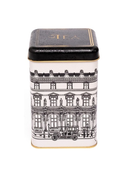 City Tea Desenli Kare Metal Saklama Kabı 10.5 x 10.5 x 16 CM 1.7 L Çok Renkli