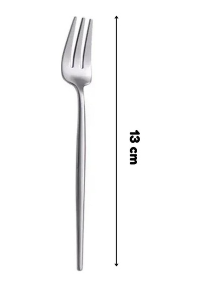 6 Lı Gümüş Limon Ve Fondü Çatalı 13 Cm Paslanmaz Çelik Mini Servis Çatalı Takımı