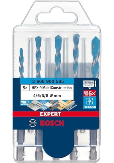 Professional Accessories 5x Expert Hex-9 Multiconstruction Delme Ucu Setleri Beton, Yumuşak Döşemeler, Çelik, Yumu