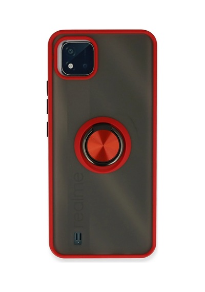 Uryport Realme C11 2021 Kılıf Montreal Yüzüklü Silikon Kapak - Kırmızı