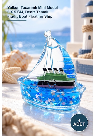1 Adet Batmayan Gemi Yelken Tasarımlı Mini Model 6 X 5 Cm, Deniz Temalı Figür, Boat Floating Ship