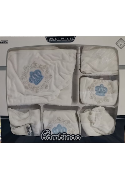 Bambinoo Bambino Mavi Nakışlı Taşlı Kaliteli 11 Li Hastane Çıkış Seti Mavi