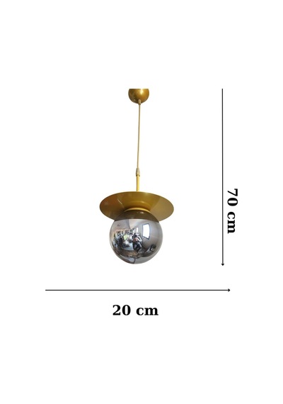 Ömür Avize Tırtıl Eskitme Gold Kasa Globe Camlı Sarkıt Avize Beyaz