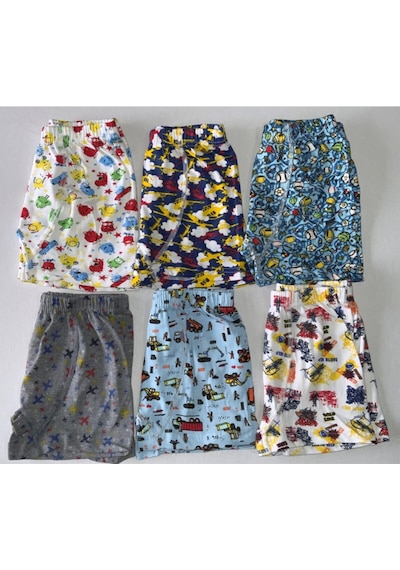 Tutku Erkek Çocuk Renkli Elastan Baskılı Boxer 6 Adet Karışık Renk, Kombin