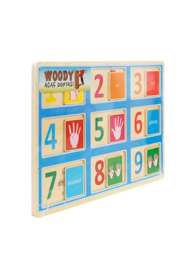 Ahşap Kaydırmalı Sayılar Puzzle 3-6 Yaş 1 Parça Eğitici Matematik Oyunu