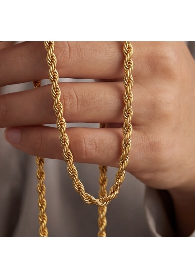 Ferizz Ferizz Altın Kaplama 2,5Mm Kalınlıkta Unisex Burgu Zincir Gümüş