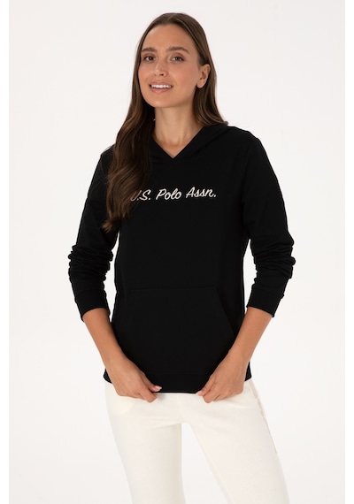 U.S. Polo Assn. Kadın Siyah Kapüşonlu Sweatshırt 50313559-VR046