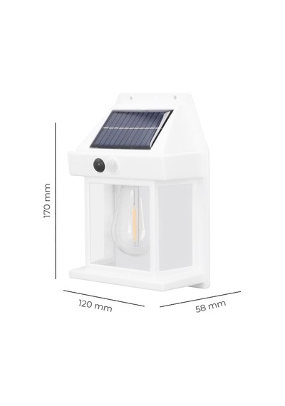 Beyaz 5w Solar / Güneş Enerjili Led Ampullü Duvar Fener Aplik 3200k - Sarı Işık 1 Adet