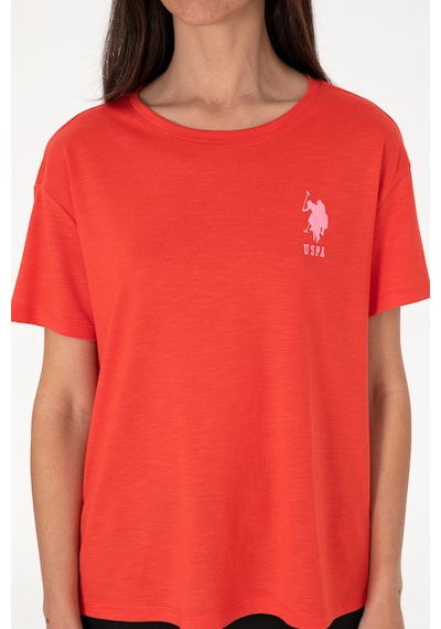 U.S. Polo Assn. Kadın Kırmızı Bisiklet Yaka Tişört 50300703-VR213
