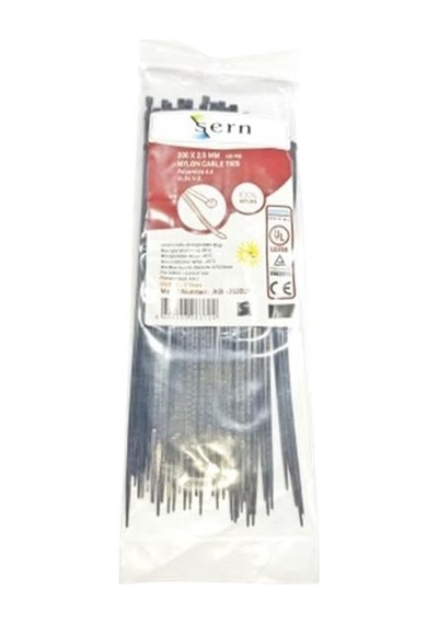 20cm Siyah Kablo Bağı 2,5 Mm Plastik Kelepçe - 100 Adet Nylon Düzenleyici