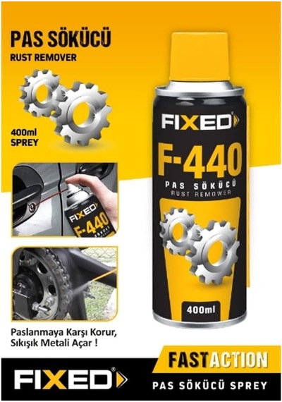 Güncelçarşı Fıxed F-40 Ultra Güçlü Pas Sökücü Sprey 200ml, Civata, Somun, Kapı, Menteşe, Kilit, Motorsiklet
