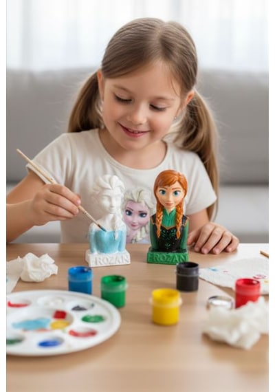 Frozen Elsa Ve Anna Taş Biblo Çocuk Boyama Etkinliği