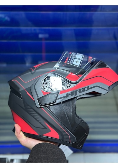 Çene Açılır Kask / Güneş Gözlüklü Motosiklet Kaskı Kırmızı
