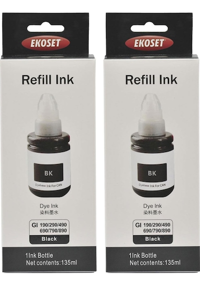 Ekoset Canon Pixma G3411 Uyumlu Siyah Mürekkep 2 Adet 135 Ml