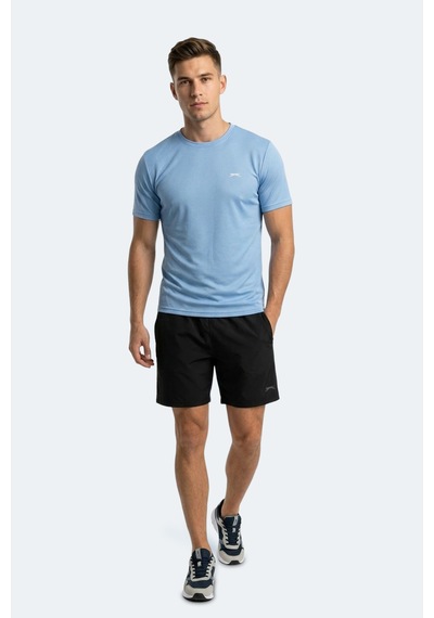 Slazenger Haunted I Erkek Saks Mavi Tişört