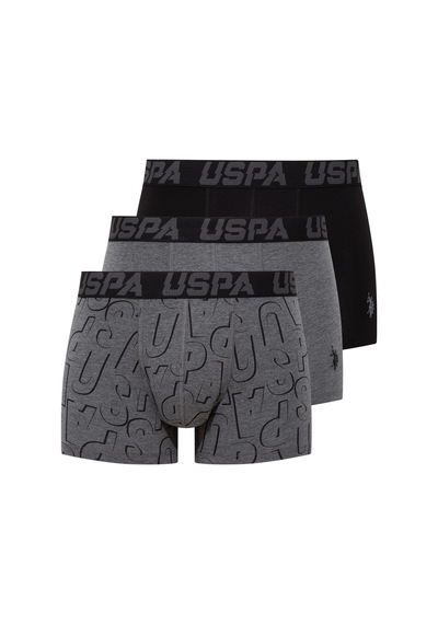 U.S. Polo Assn. - Erkek Siyah - Antrasit -Baskılı 3 Lü Boxer-Siyah - Antrasit -Baskılı