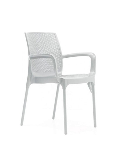 R008 Sunset Rattan Koltuk Sandalye, Plastik Ve Cam Elyaf, Beyaz, 4 Adet Çok Renkli
