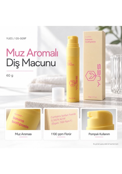 Yues Muz Aromalı Diş Macunu Florürlü Pompalı 60 G Gs-009f Beyazlatma