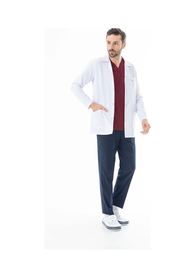 Spor Yaka Ceket Boy Erkek Doktor Önlüğü Alpaka Kumaş Beyaz Beo101 Beyaz