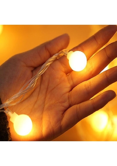 Dekoratif Fişli Top Led Işık Yılbaşı Aydınlatma 5 Metre