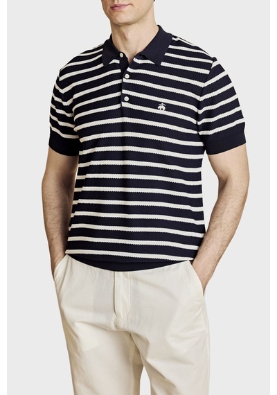 Brooks Brothers Erkek Polo Yaka Kazak Bbss26mkl004388 Lacivert Kırık Beyaz