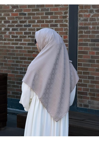Qalortex Scarf Premium Jakarlı Mira B.boy Eşarp - Gümüş