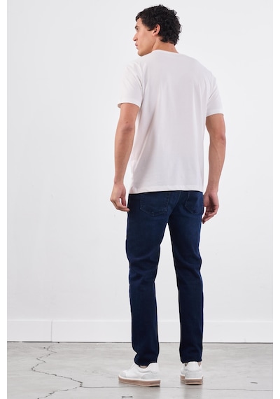 Dufy Beyaz Bisiklet Yaka Pamuklu Düz Renk Slim Fit Erkek T-shirt Beyaz