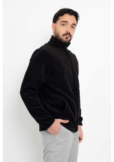 Dasüniforma Unisex Anti-pilling Tüylenme Yapmayan Standart Fit Tam Fermuarlı Soğuk Geçirmez Polar Hırka Siyah