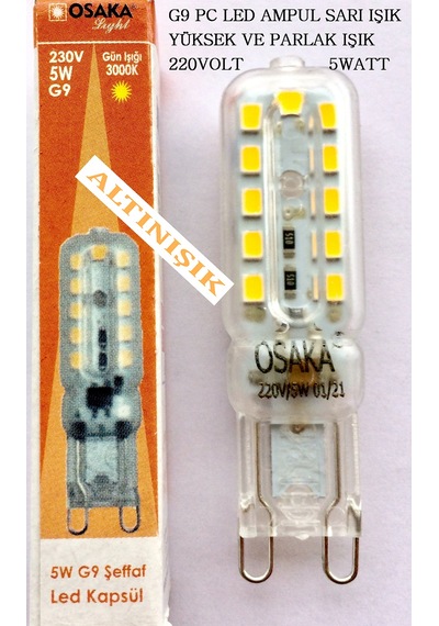 Osaka 5 Watt G9 Pc Led Ampul Yüksek ve Parlak Işık Günışığı Sarı