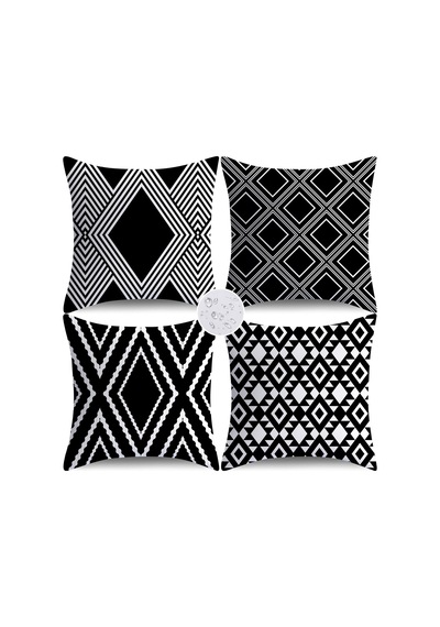 Dış Mekan Yastık Kılıfları 4'lü Set Su Geçirmez Dış Mekan Dekoratif Kırlent Kılıfları Modern Geometri Kane Çok Renkli