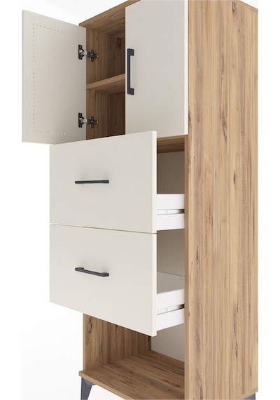 Hyperion Dolap 2 Raflı 2 Çekmeceli 2 Kapaklı 60x44x163 Çam-ay... Çam