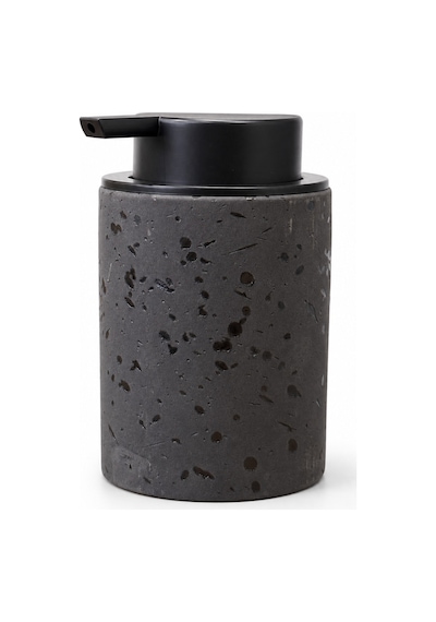 Terra Stoneware Traverten Dokulu Siyah Pompalı Dekoratif Sıvı Sabunluk 500 Ml , 13 X 7.5 Cm