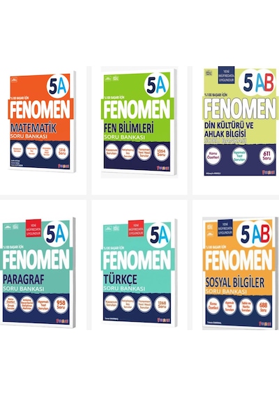 Fenomen 5. Sınıf Tüm Dersler A Soru Bankası Seti 6 Kitap Fenomen