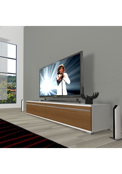 Decoraktiv Eko 140t Mdf Tv Ünitesi Tv Sehpası - Beyaz - Ceviz Beyaz - Ceviz