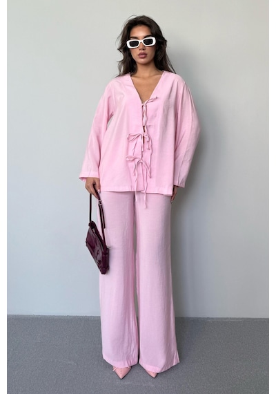 Madmext Pembe Önü Bağlamalı Alt Üst Takım Mg2473 Pembe