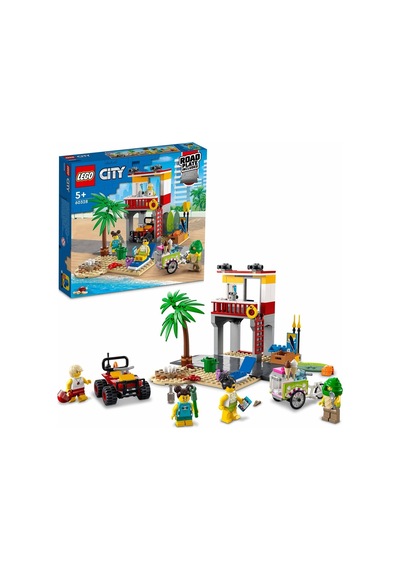 City Plaj Cankurtaran Merkezi 60328 - 5 Yaş Ve Üzeri Çocuklar İçin 4 Minifigür İle Yengeç Ve Kaplumbağa Figürleri İçeren Oyuncak Yapım Seti 211 Parça
